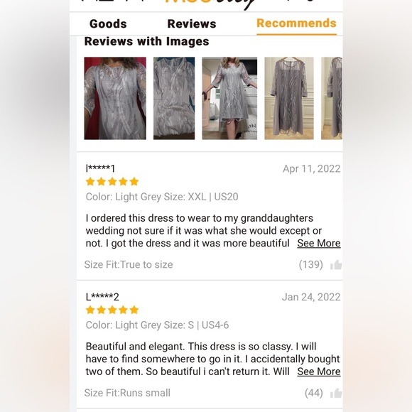 Modlily 3/4 Sleeve Light Grey Lace Panel Dress, size Large - Picture 10 of 12